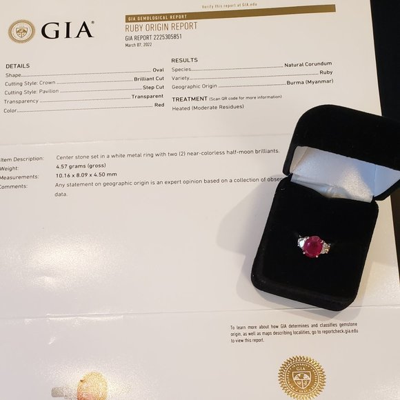 GIA certified Ruby and Diamond Ring - Picture 3 of 12